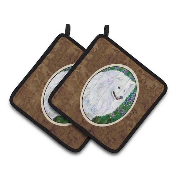 Carolines Treasures American Eskimo Pair of Pot Holders, 7.5 x 3 x 7.5 in. - SS8965PTHD
