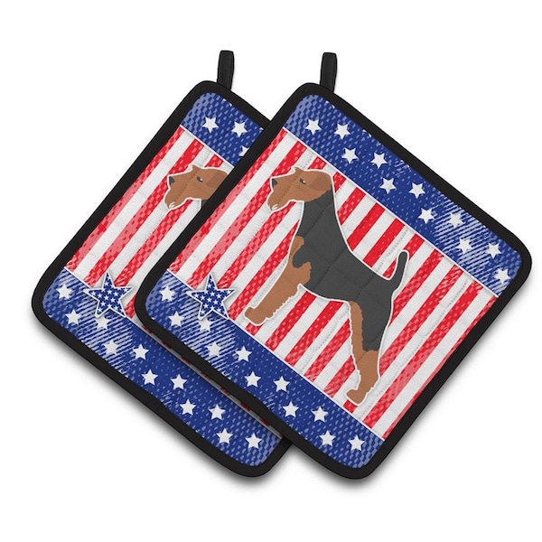Carolines Treasures USA Patriotic Welsh Terrier Pair of Pot Holders - BB3285PTHD