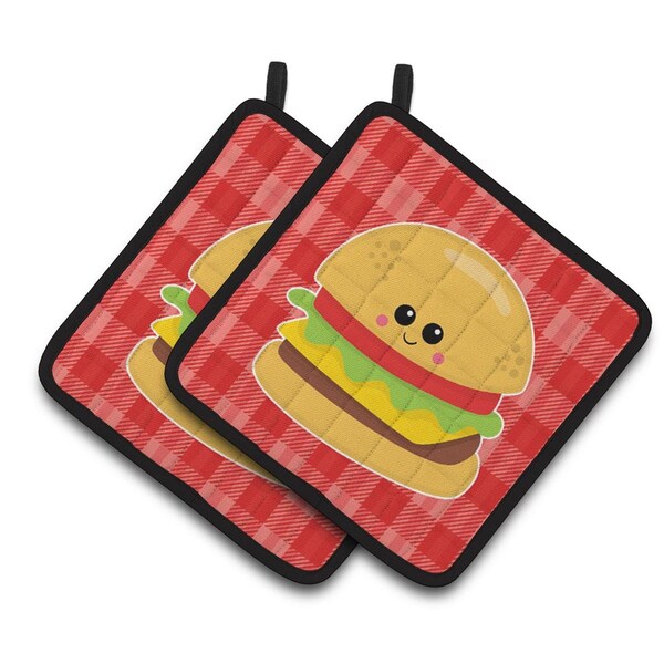 Carolines Treasures Hamburger Face Pair of Pot Holders - BB7042PTHD