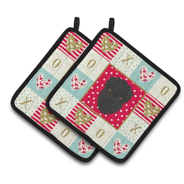 Carolines Treasures 7.5 x 7.5 in. Affenpinscher Love Pair of Pot Holders - CK5180PTHD