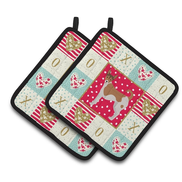 Carolines Treasures 7.5 x 7.5 in. Tenterfield Terrier Love Pair of Pot Holders - CK5896PTHD