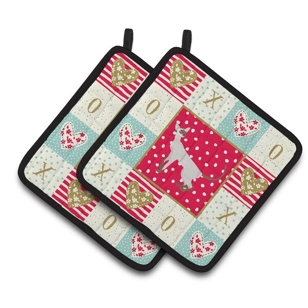 Carolines Treasures 7.5 x 7.5 in. Colorpoint Shorthair Cat Love Pair of Pot Holders - CK5588PTHD