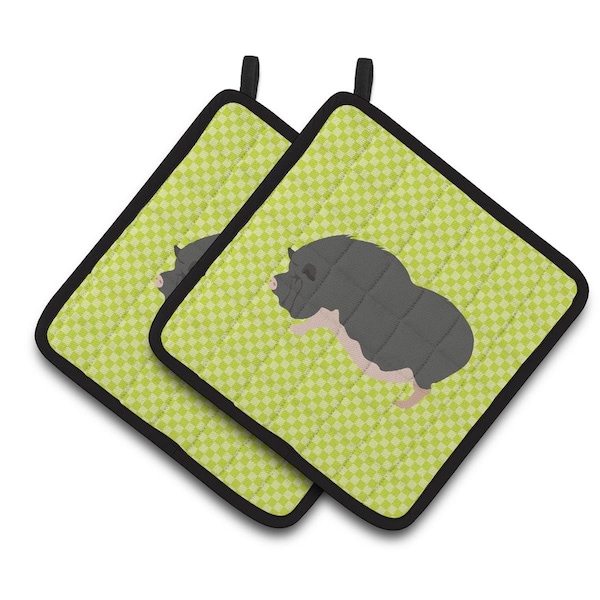 Carolines Treasures Vietnamese Pot-Bellied Pig Green Pair of Pot Holders - BB7767PTHD