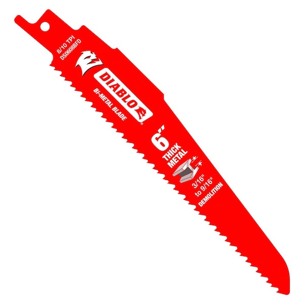 Diablo Bi-Metal Recip Blade for Thick Met, PK15, 15 PK - DS0608BFD15