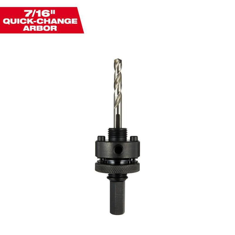 Adaptador de sierra de corona de agujero grande de cambio rápido de 7/16 pulg. de Milwaukee con broca piloto - 49-56-7055