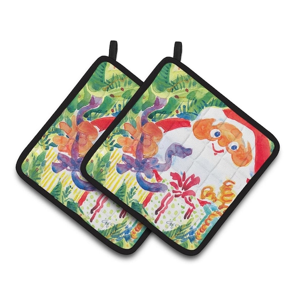 Carolines Treasures Santa Claus Christmas Surprise Pair of Pot Holders - 6115PTHD
