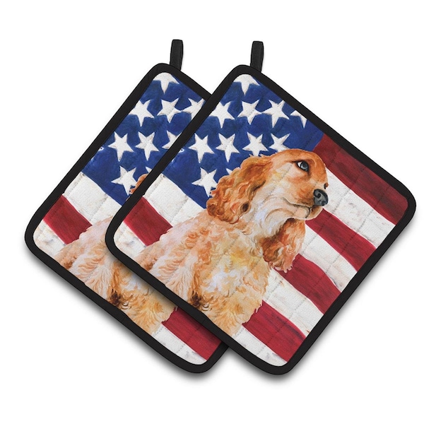 Carolines Treasures Cocker Spaniel Patriotic Pair of Pot Holders - BB9706PTHD