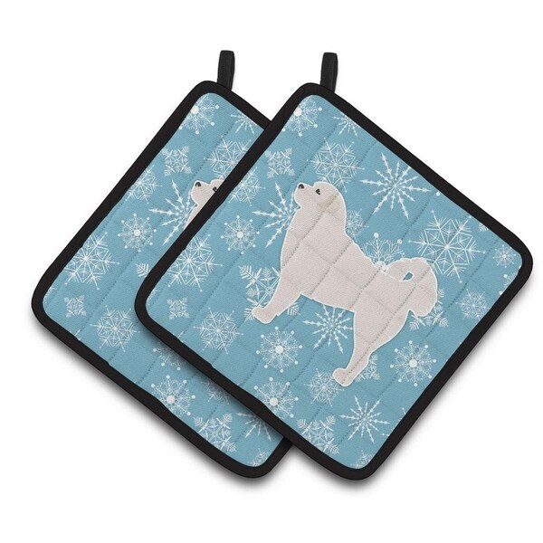 Carolines Treasures Winter Snowflake Polish Tatra Sheepdog Pair of Pot Holders - BB3527PTHD
