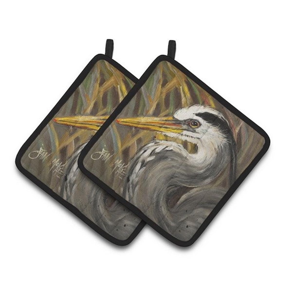 Carolines Treasures Blue Heron Pair of Pot Holders, 7.5 x 3 x 7.5 in. - JMK1229PTHD