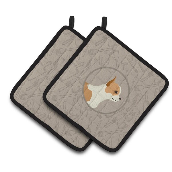 Carolines Treasures Chihuahua In the Kitchen Pair of Pot Holders - CK2177PTHD
