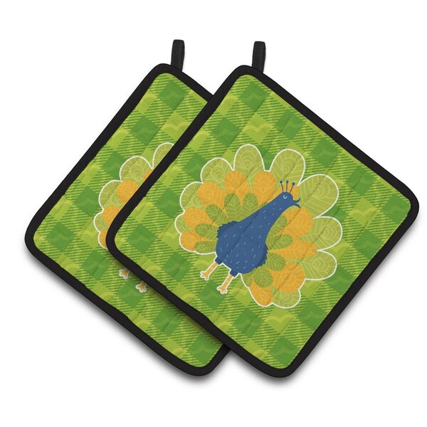 Carolines Treasures Pretty Peacock Pair of Pot Holders - BB6770PTHD