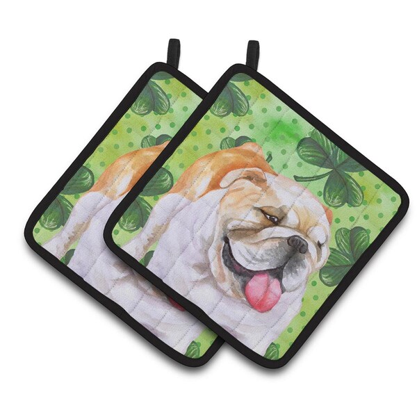 Carolines Treasures English Bulldog St Patricks Pair of Pot Holders - BB9813PTHD