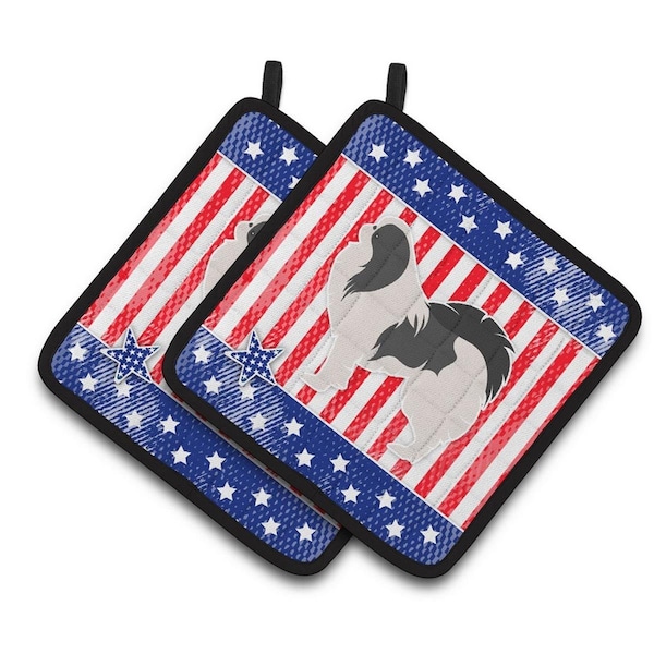 Carolines Treasures USA Patriotic Japanese Chin Pair of Pot Holders - BB3337PTHD
