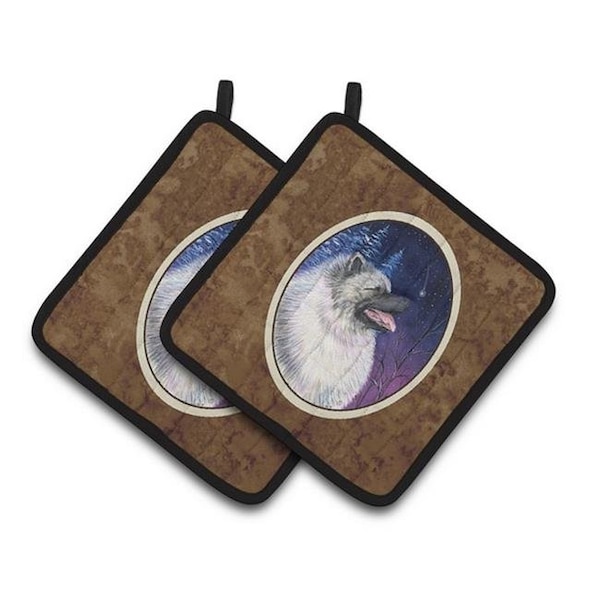 Carolines Treasures Carolines Treasures SS8350PTHD Starry Night Keeshond Pair of Pot Holders; 7.5 x 3 x 7.5 in. - SS8350PTHD