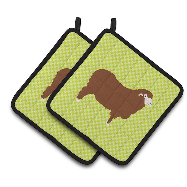 Carolines Treasures Merino Sheep Green Pair of Pot Holders - BB7807PTHD