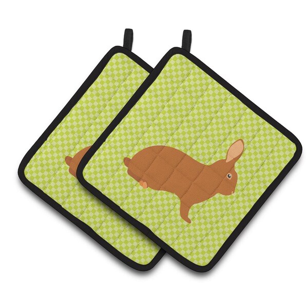 Carolines Treasures Rex Rabbit Green Pair of Pot Holders - BB7795PTHD