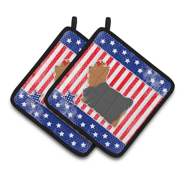 Carolines Treasures USA Patriotic Yorkshire Terrier Yorkie Pair of Pot Holders - BB3334PTHD