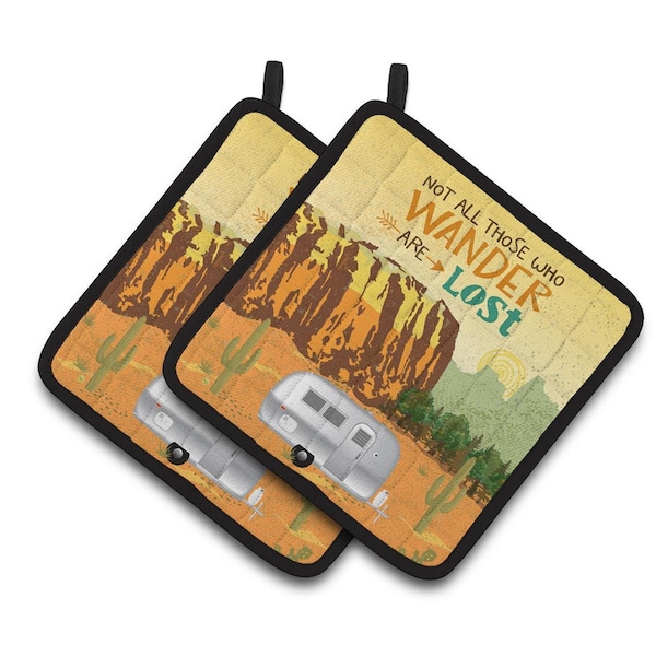 Carolines Treasures Airstream Camper Camping Wander Pair of Pot Holders - VHA3026PTHD