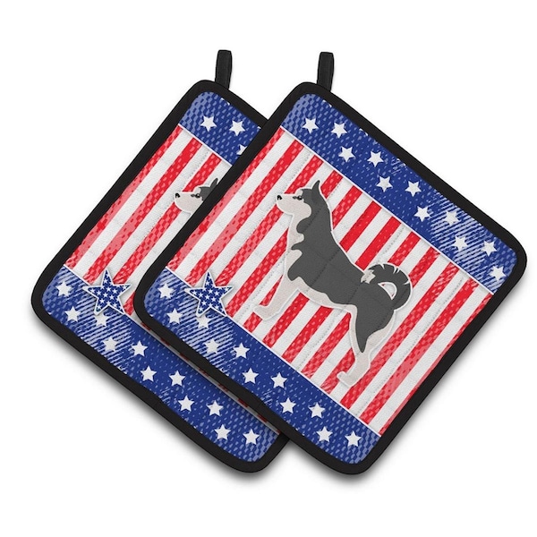 Carolines Treasures USA Patriotic Siberian Husky Pair of Pot Holders - BB3380PTHD