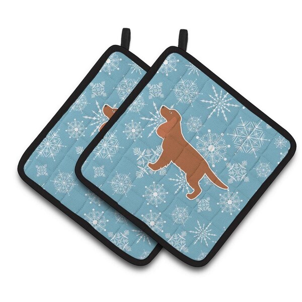 Carolines Treasures Winter Snowflake English Cocker Spaniel Pair of Pot Holders - BB3512PTHD