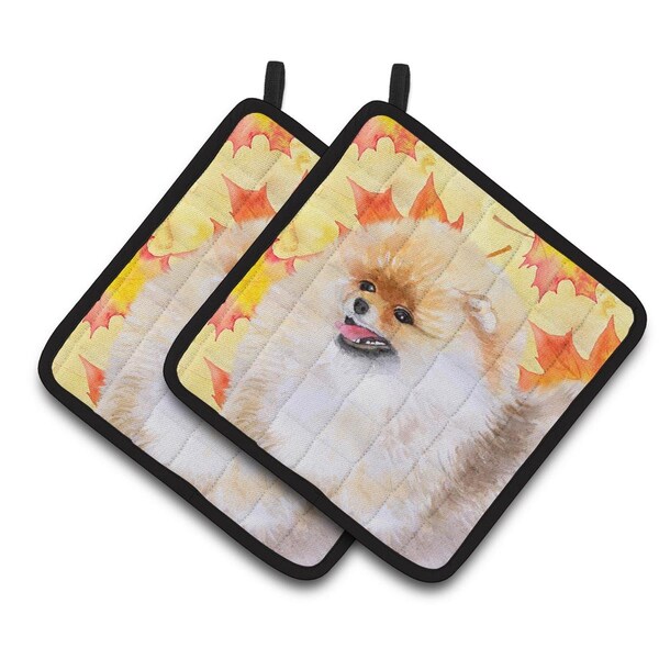 Carolines Treasures Pomeranian Fall Pair of Pot Holders - BB9943PTHD