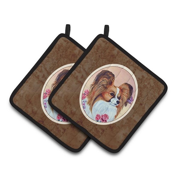 Carolines Treasures Papillon Pair of Pot Holders, 7.5 x 3 x 7.5 in. - 7237PTHD