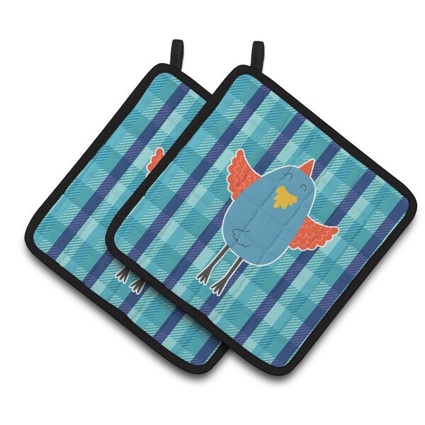 Carolines Treasures Blue Chicken Pair of Pot Holders - BB6782PTHD