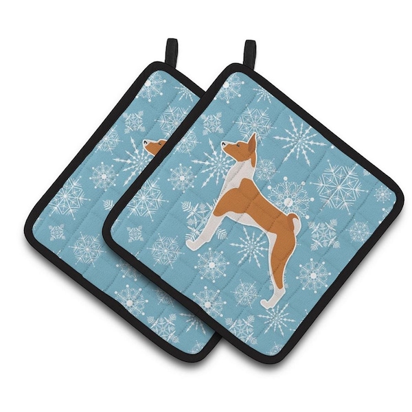 Carolines Treasures Winter Snowflake Basenji Pair of Pot Holders - BB3574PTHD