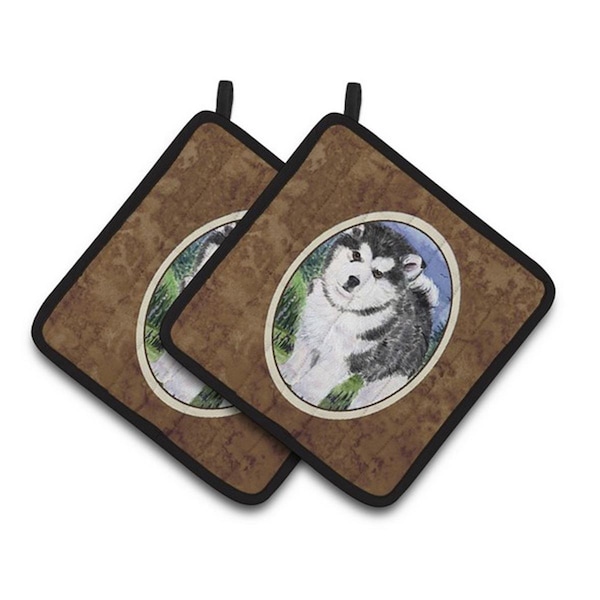 Carolines Treasures Alaskan Malamute Pair of Pot Holders, 7.5 x 3 x 7.5 in. - SS8027PTHD