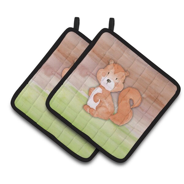 Carolines Treasures Squirrel Watercolor Pair of Pot Holders - BB7439PTHD