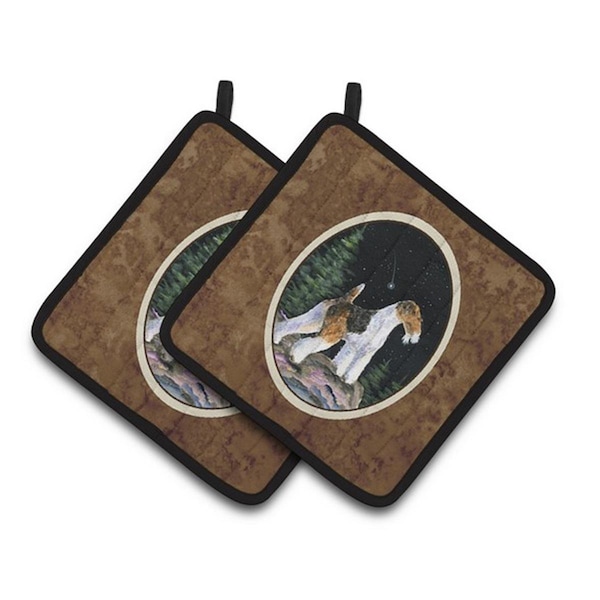 Carolines Treasures Starry Night Fox Terrier Pair of Pot Holders, 7.5 x 3 x 7.5 in. - SS8500PTHD
