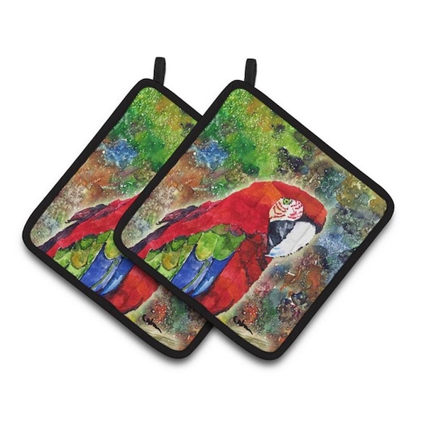 Carolines Treasures Bird - Parrot Pair of Pot Holders, 7.5 x 3 x 7.5 in. - 8606PTHD