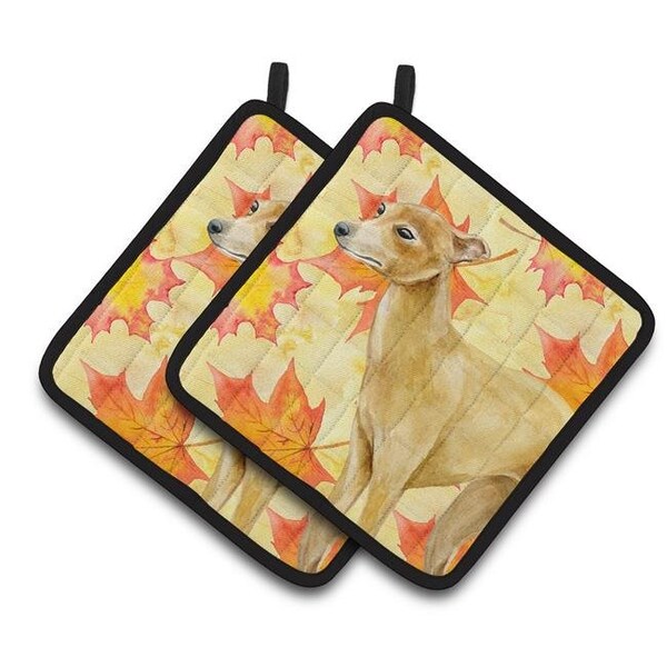 Carolines Treasures Carolines Treasures BB9959PTHD Italian Greyhound Fall Pair of Pot Holders - BB9959PTHD