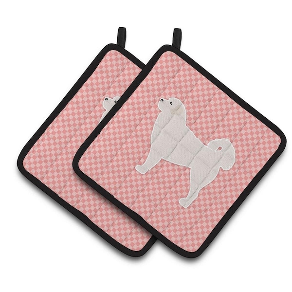 Carolines Treasures Polish Tatra Sheepdog Checkerboard Pink Pair of Pot Holders - BB3627PTHD
