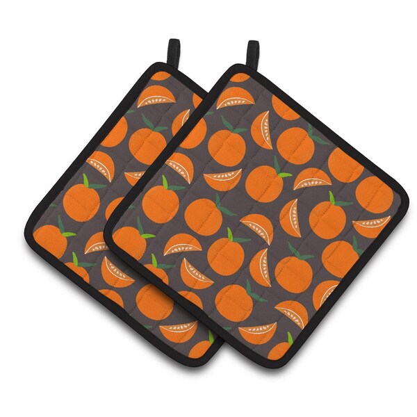 Carolines Treasures Orange on Grey Pair of Pot Holders - BB5142PTHD