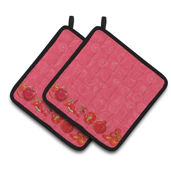 Carolines Treasures Fruits and Vegetables in Red Pair of Pot Holders - BB5133PTHD