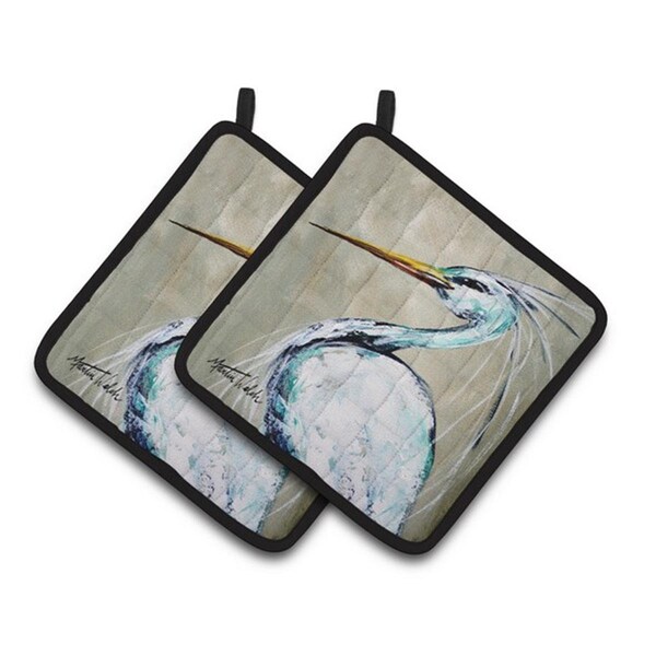 Carolines Treasures Blue Heron Smittys Brother Pair of Pot Holders, 7.5 x 3 x 7.5 in. - MW1132PTHD