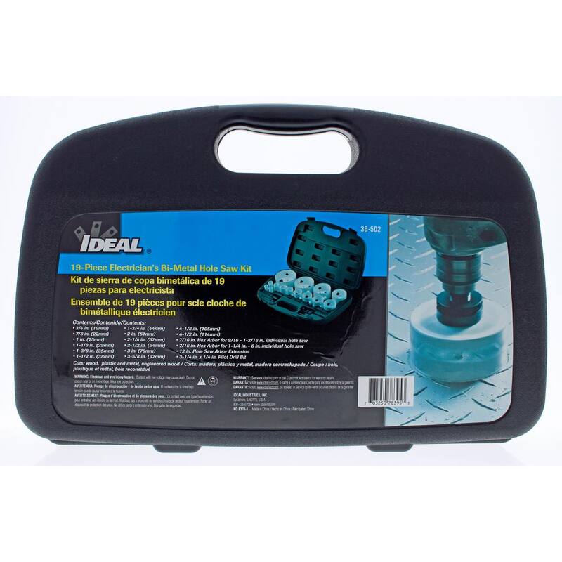 Kit de sierra de corona bimetálica para electricista IDEAL - 19 piezas - 36-502