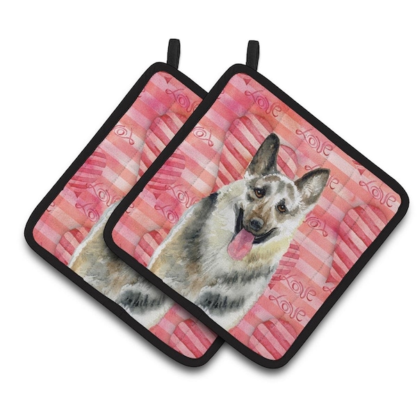 Carolines Treasures East-European Shepherd Love Pair of Pot Holders - BB9736PTHD