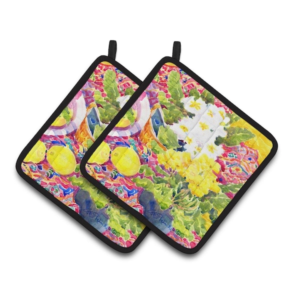 Carolines Treasures Flower - Primroses Pair of Pot Holders - 6062PTHD