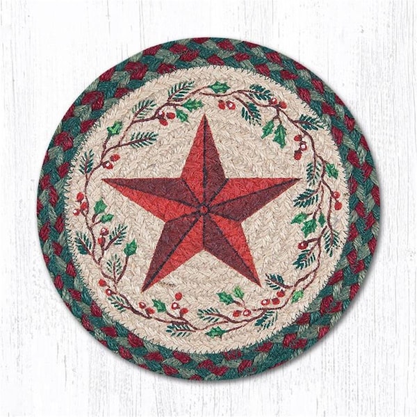 H2H Holiday Barn Star Printed Swatch Round Rug, 10 x 10 in. - H22548678