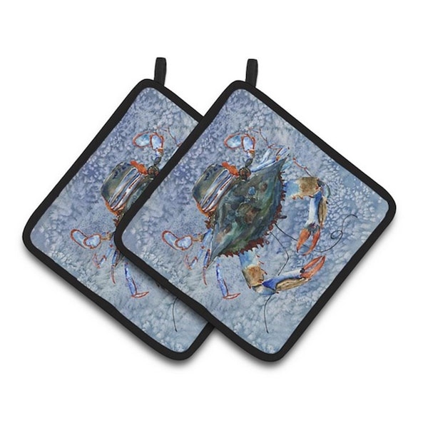 Carolines Treasures Crab Pair of Pot Holders, 7.5 x 3 x 7.5 in. - 8149PTHD
