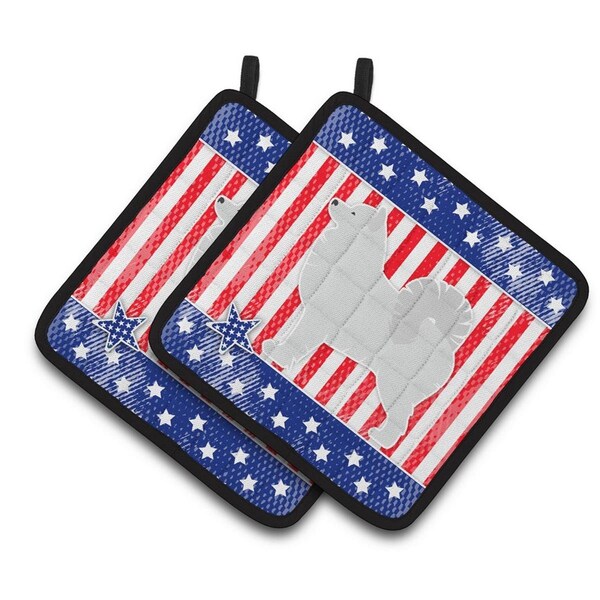 Carolines Treasures USA Patriotic Samoyed Pair of Pot Holders - BB3359PTHD