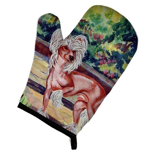 Carolines Treasures Chinese Crested on the Patio Oven Mitt - 7021OVMT