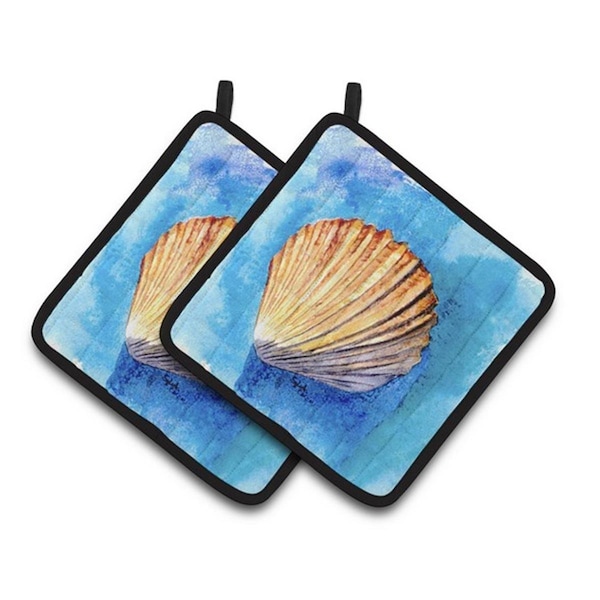 Carolines Treasures Shells Pair of Pot Holders, 7.5 x 3 x 7.5 in. - 8009PTHD
