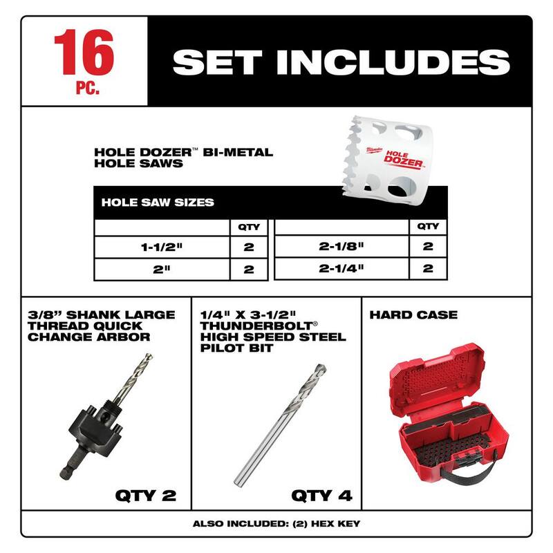 Juego de sierra perforadora bimetálica Milwaukee Hole Dozer (16 piezas) - 49-22-4019-49-22-4019