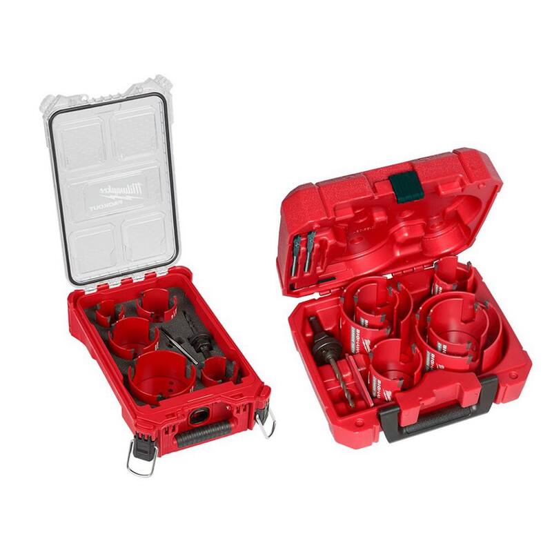 Juego de sierra de perforación de carburo Milwaukee BIG HAWG (19 piezas) con estuche PACKOUT - 49-56-9295-49-56-9290