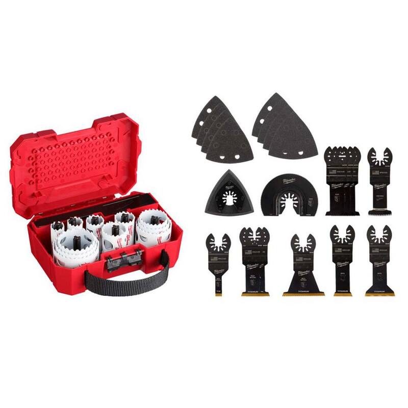 Set de sierra de agujero bimetálica de propósito general Hole Dozer de Milwaukee con set de hojas de herramienta múltiple oscilante (35 piezas) - 49-22-4175-49-10-9920