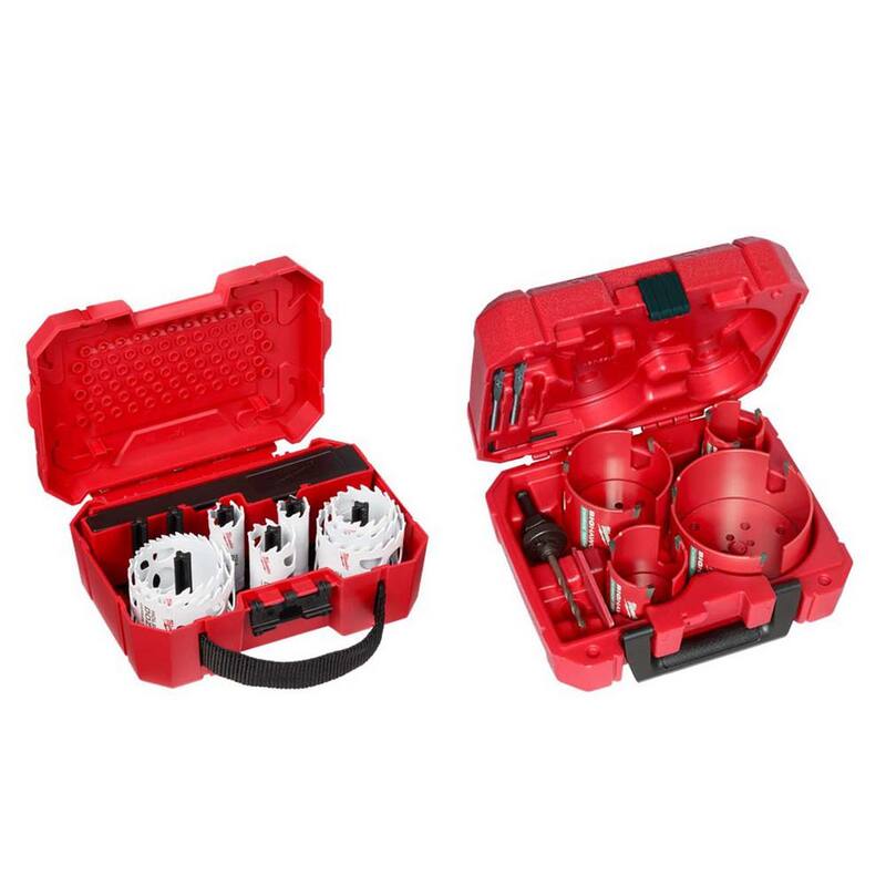 Juego de sierras perforadoras de carburo Plumbers Hole Dozer de Milwaukee con kit de sierra perforadora de carburo BIG HAWG (20 piezas) - 49-22-3091-49-56-9285.