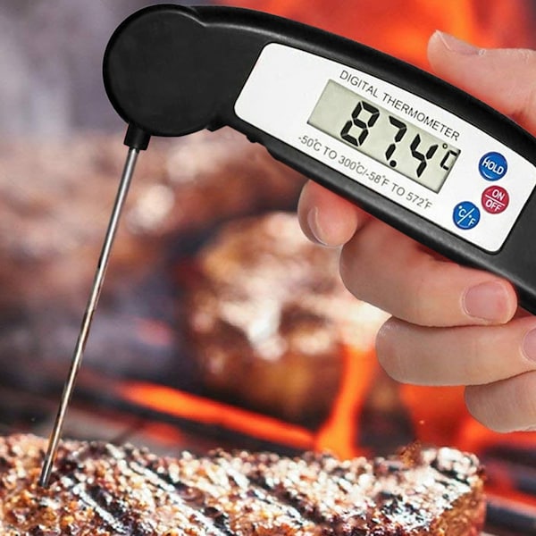 1947Kitchen Instant-Read Stainless Steel Digital Meat and Poultry Thermometer, Black - TI-MIKDT-BLA